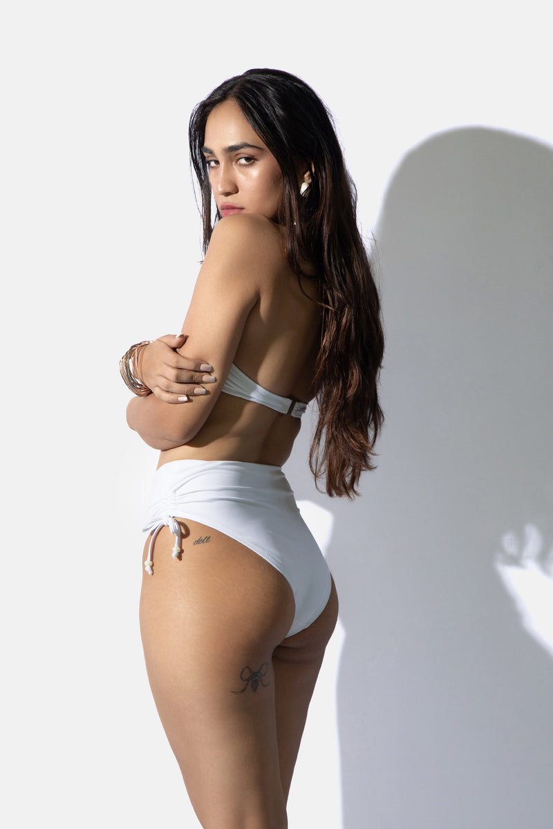 White High Waist Bikini Bottom