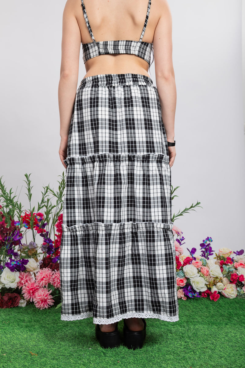 Check Maxi Cotton Skirt