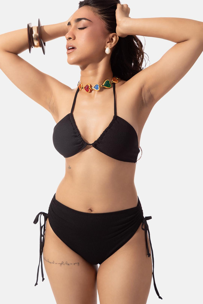 Black Halter Neck Bikini Top