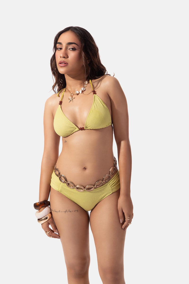 Lime Yellow Triangle Bikini Top