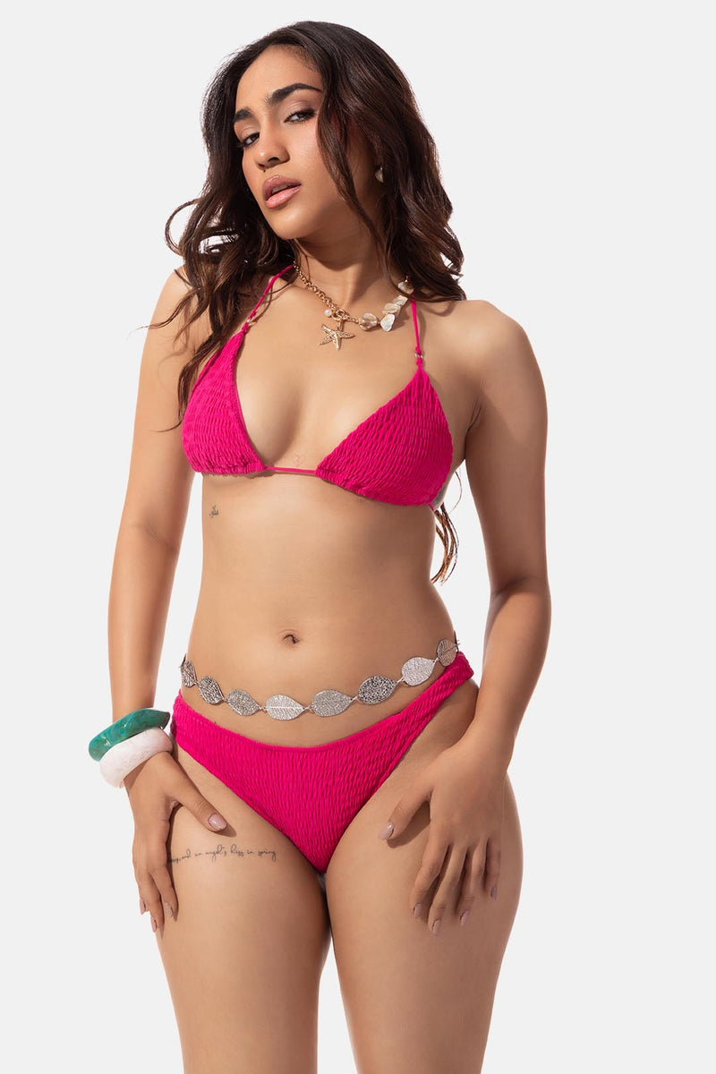 Pink Smocked Bikini Bottom