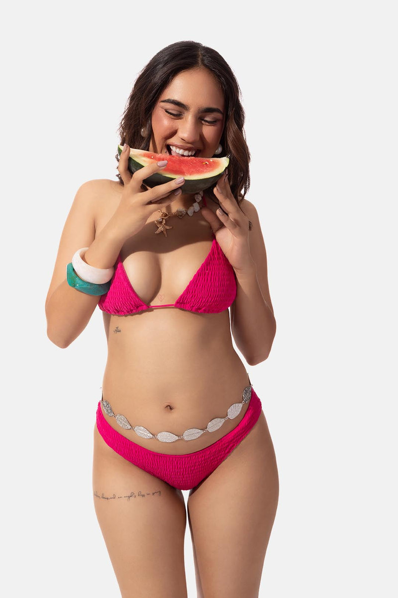Pink Smocked Bikini Bottom