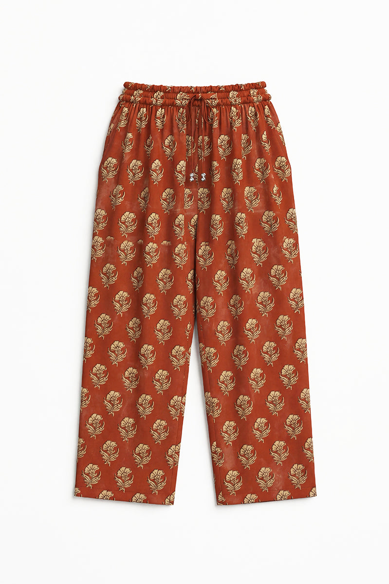 Indie Red Floral Print Trouser