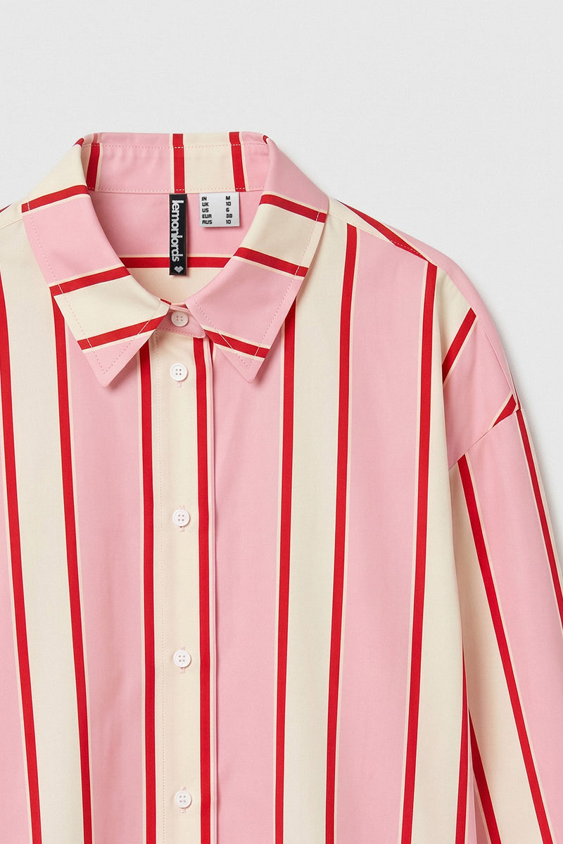Marshmallow Stripe loose fit Beach Shirt