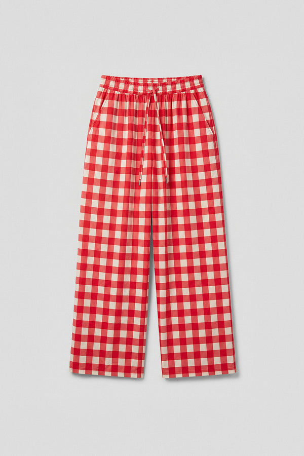 Red Gingham Print Trouser
