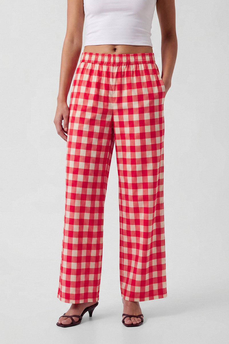 Red Gingham Print Trouser