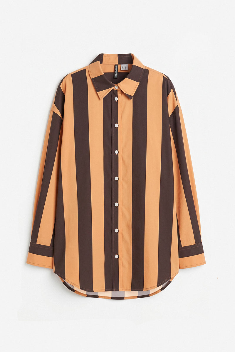 Toffee Coast Stripe loose fit Beach Shirt