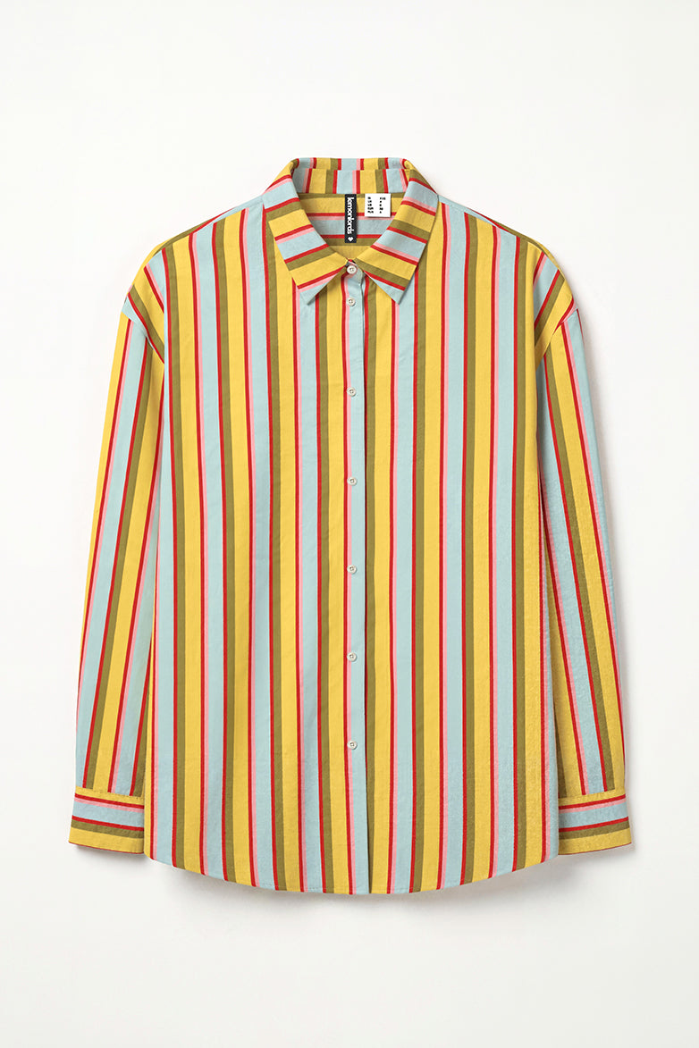 Yellow Sorbet Stripe Cotton Beach Shirt