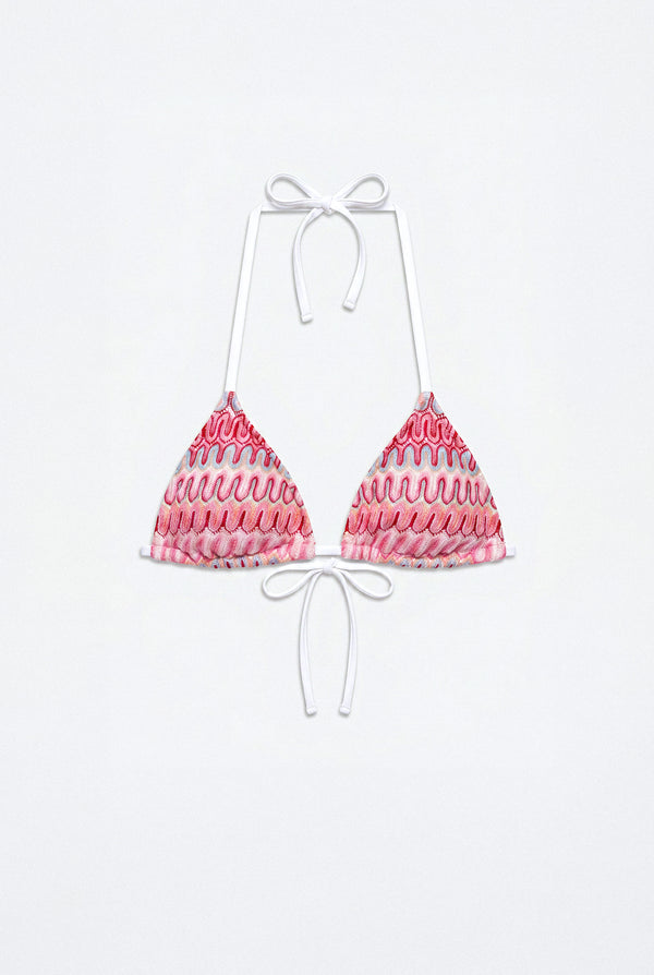 Blush Crochet Triangle Bikini Top