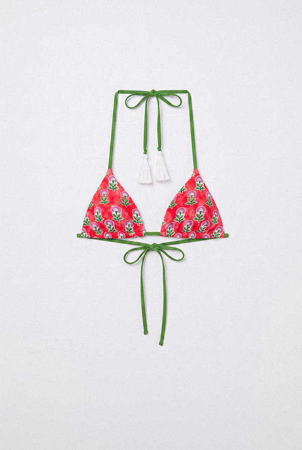 Indie Poppy Red Bikini Top
