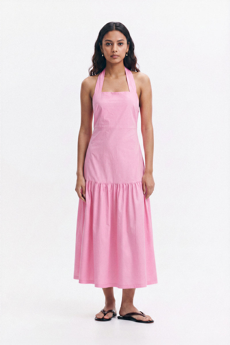 Light Pink Halter Neck Maxi Dress