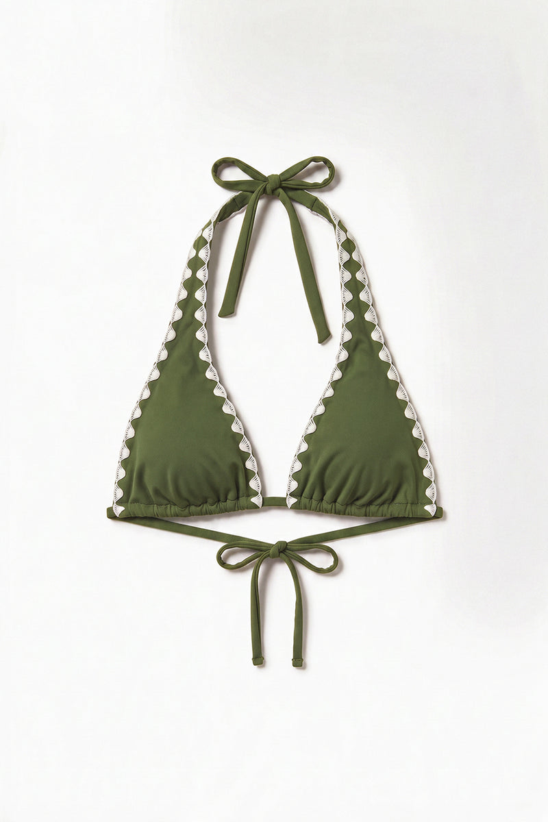Olive Green Halter Bikini Top
