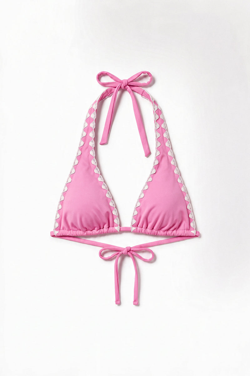 Flamingo Pink Halter Bikini Top