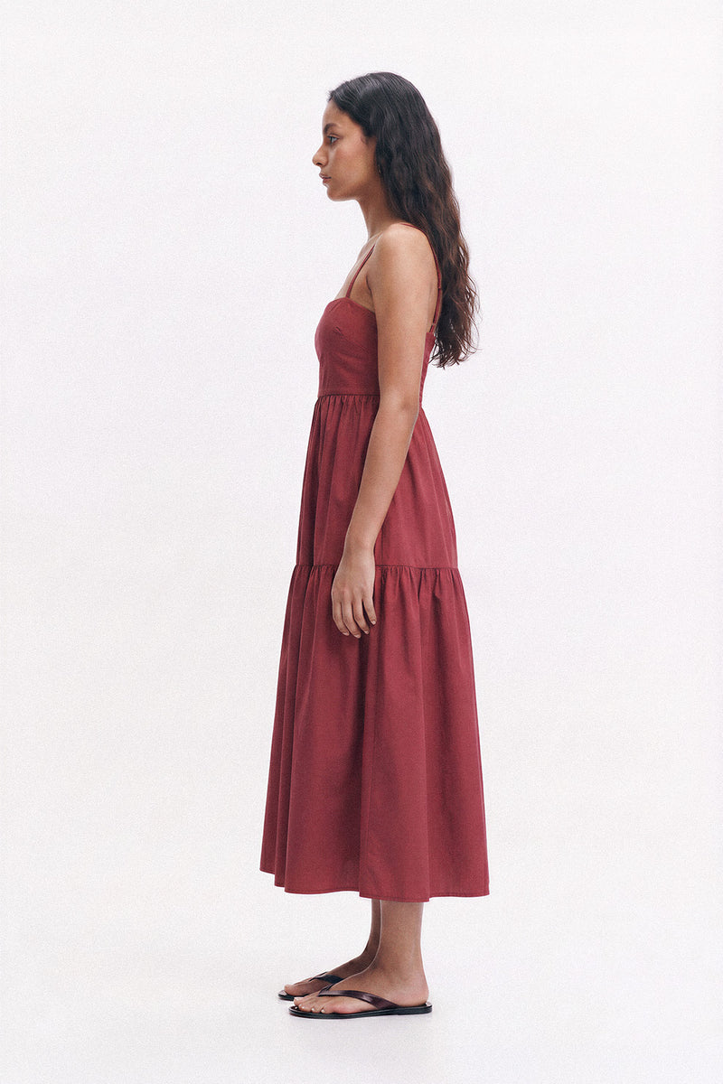 Rosewood Tiered Midi Dress