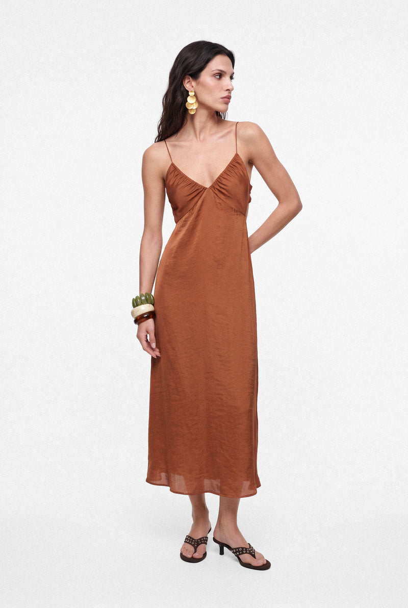 Hot Cinnamon Satin Dress