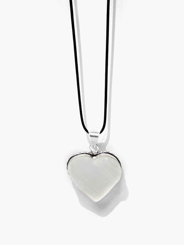White Selenite Heart Necklace