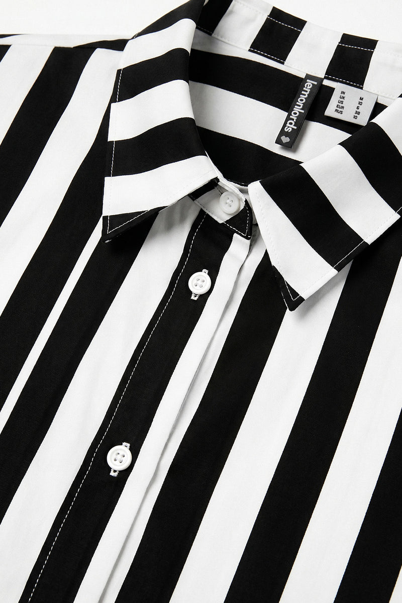 Black & White Stripe loose fit Beach Shirt