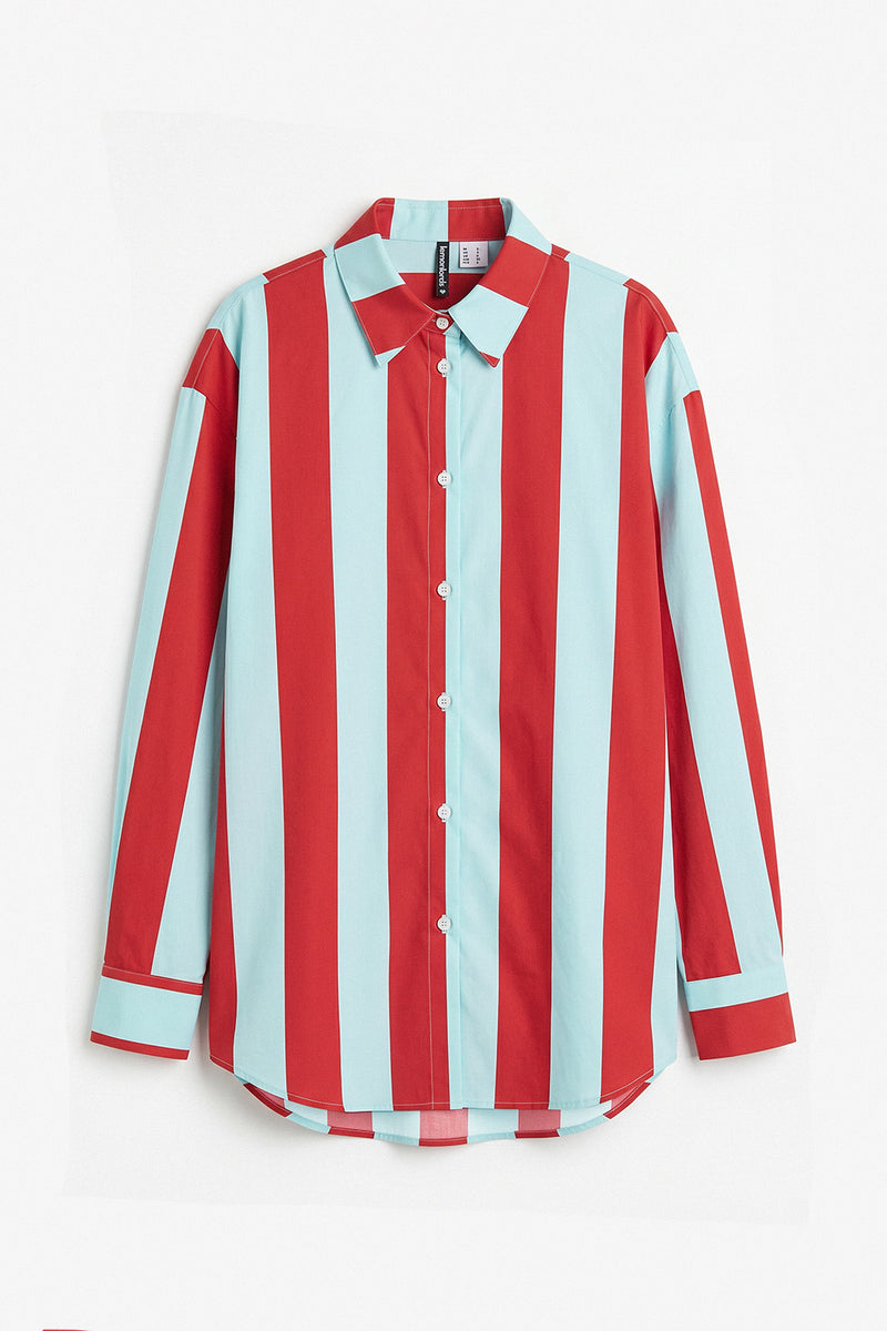 Blue Soda Stripe loose fit Beach Shirt