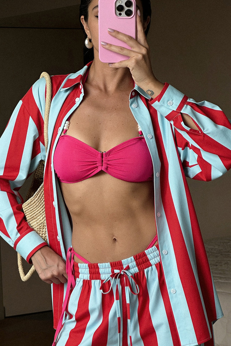 Blue Soda Stripe loose fit Beach Shirt