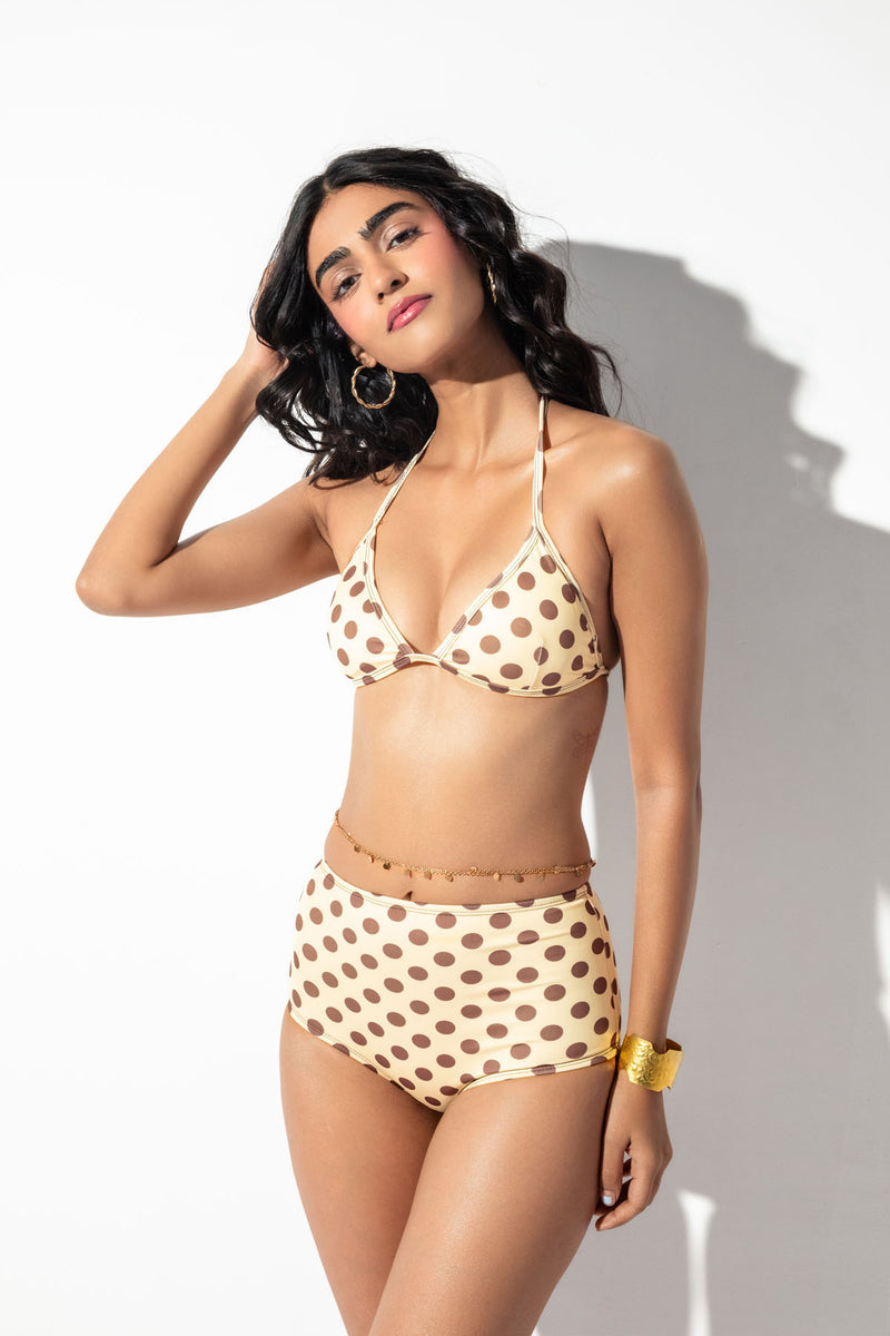 Choco Chip Polka Triangle Bikini Set