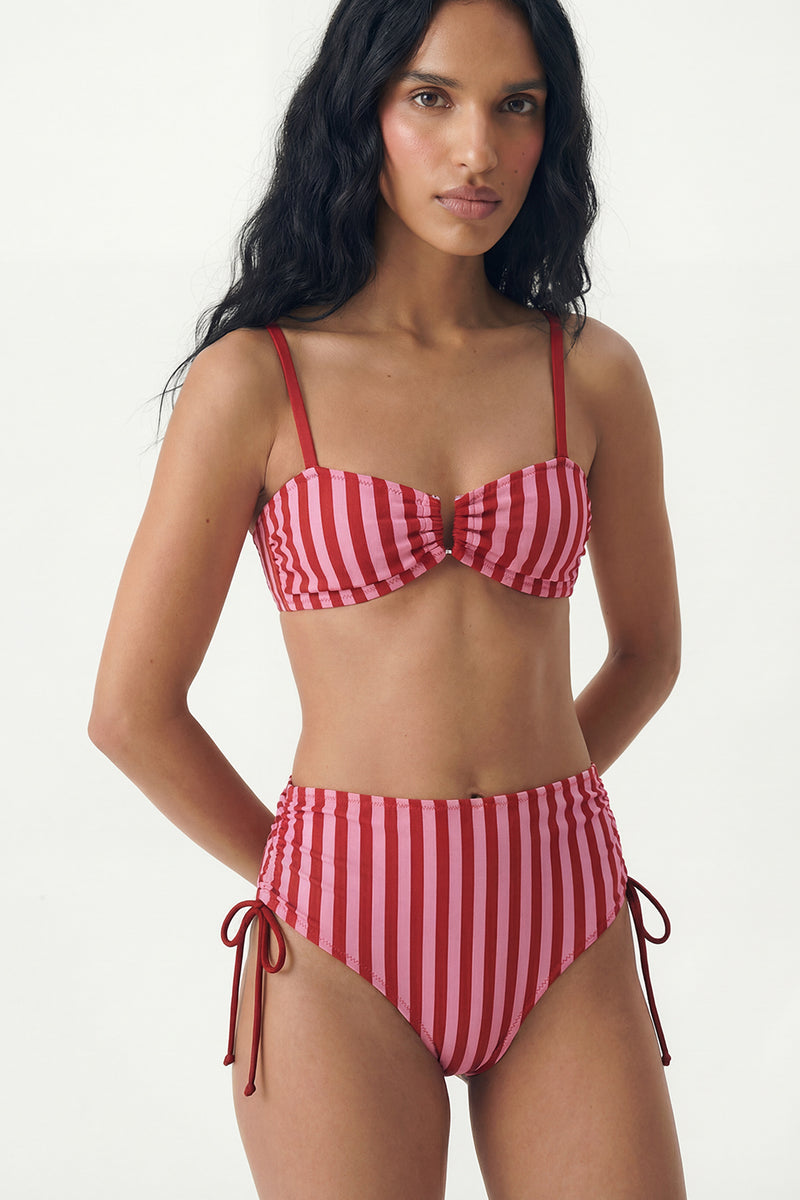 Strawberry Stripe Bandeau Bikini Set