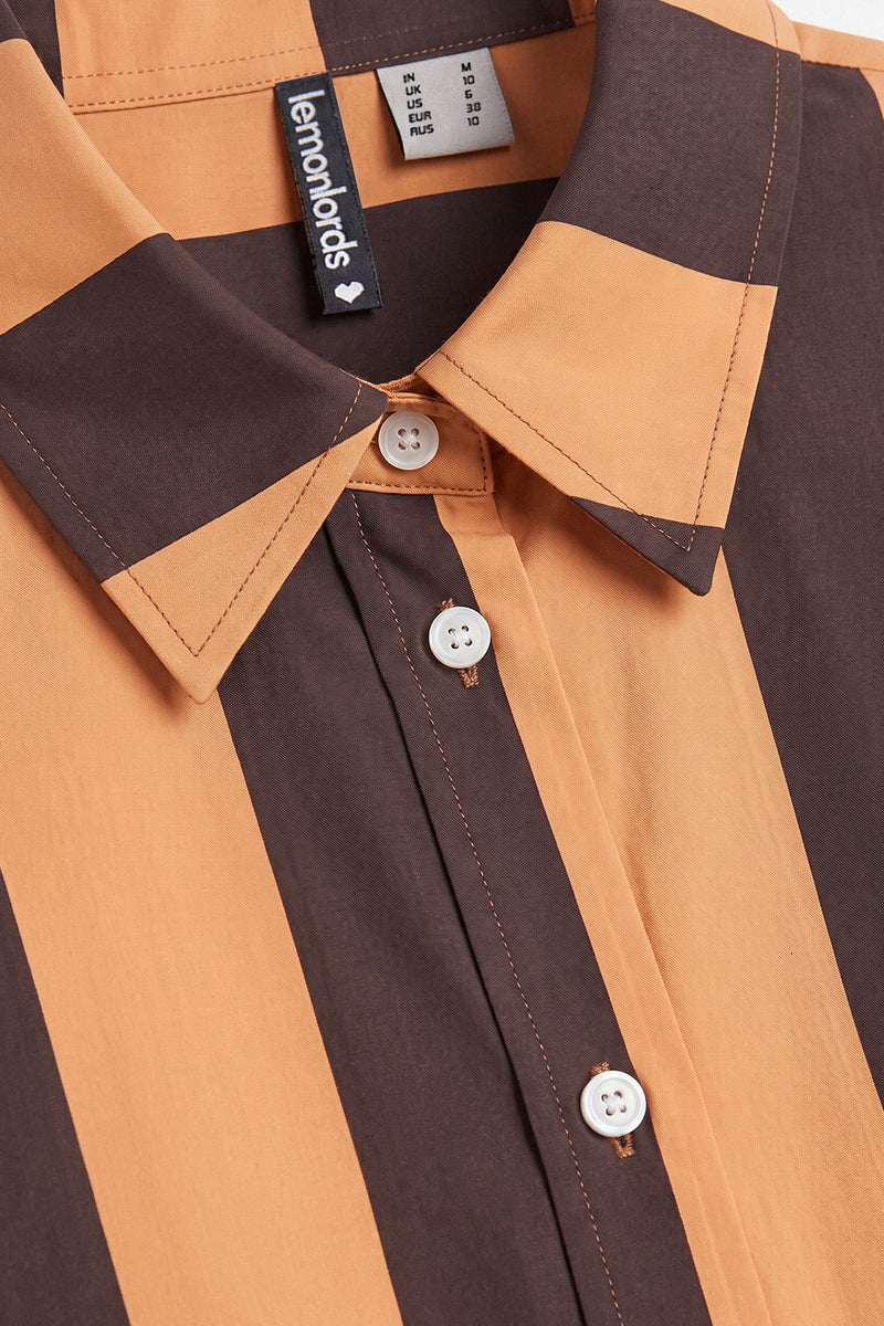 Toffee Coast Stripe loose fit Beach Shirt