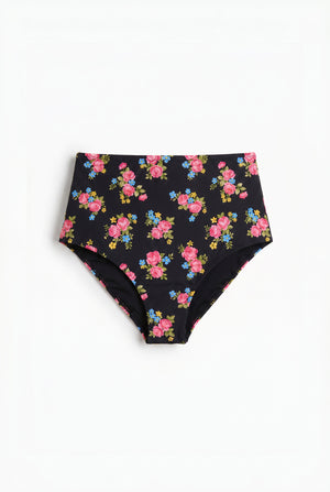 Victorian Rose Black Print High Waist Bottom