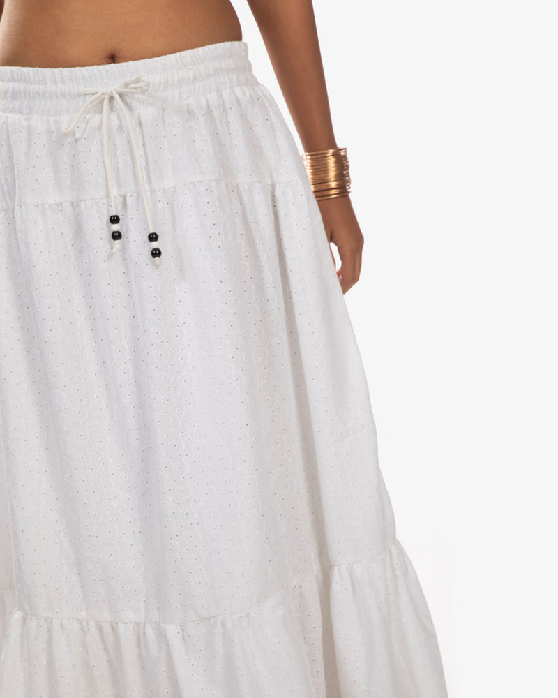 White Embroidered Skirt