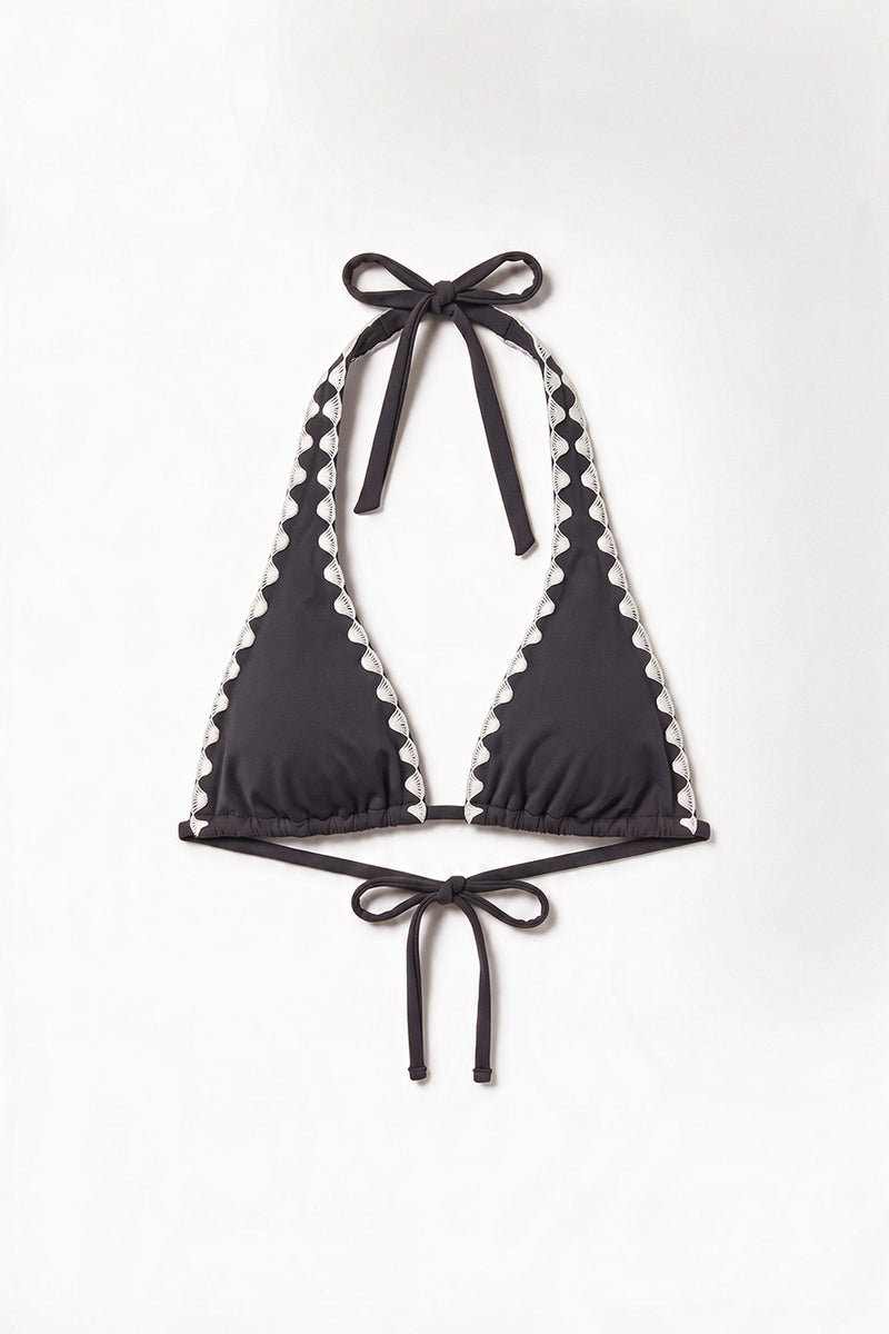 Charcoal Black Halter Bikini Top