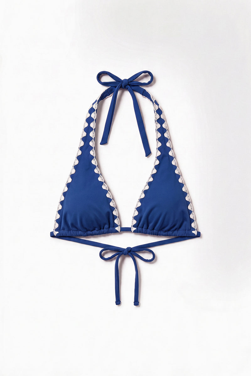 Amalfi Blue Halter Bikini Top