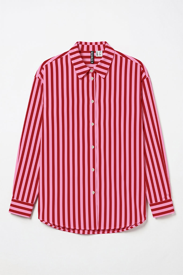 Strawberry Stripe Cotton Beach Shirt