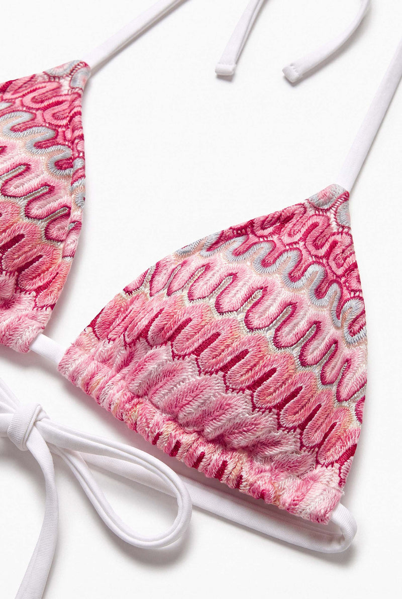 Blush Crochet Triangle Bikini Top