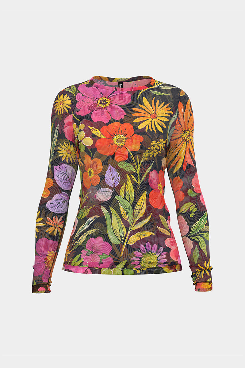 Midnight Bloom Mesh Top