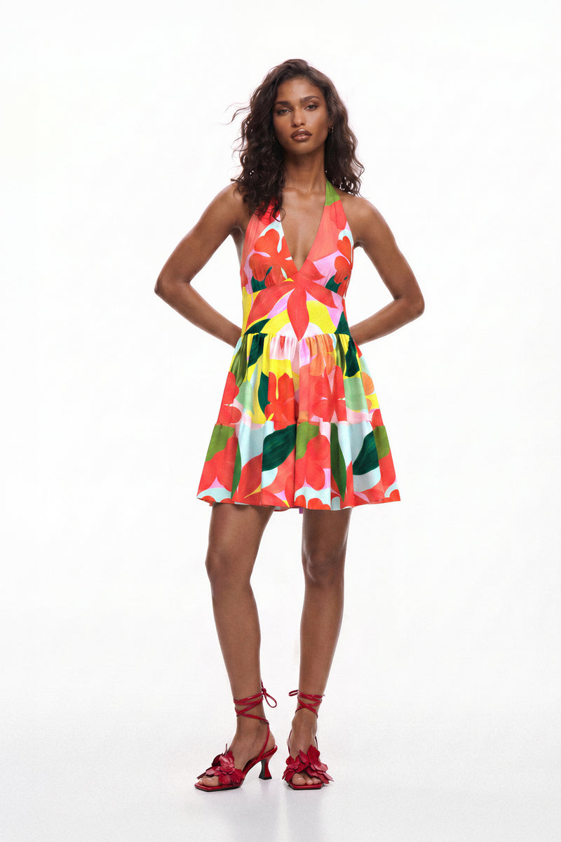 Moana Print Mini Halter Dress