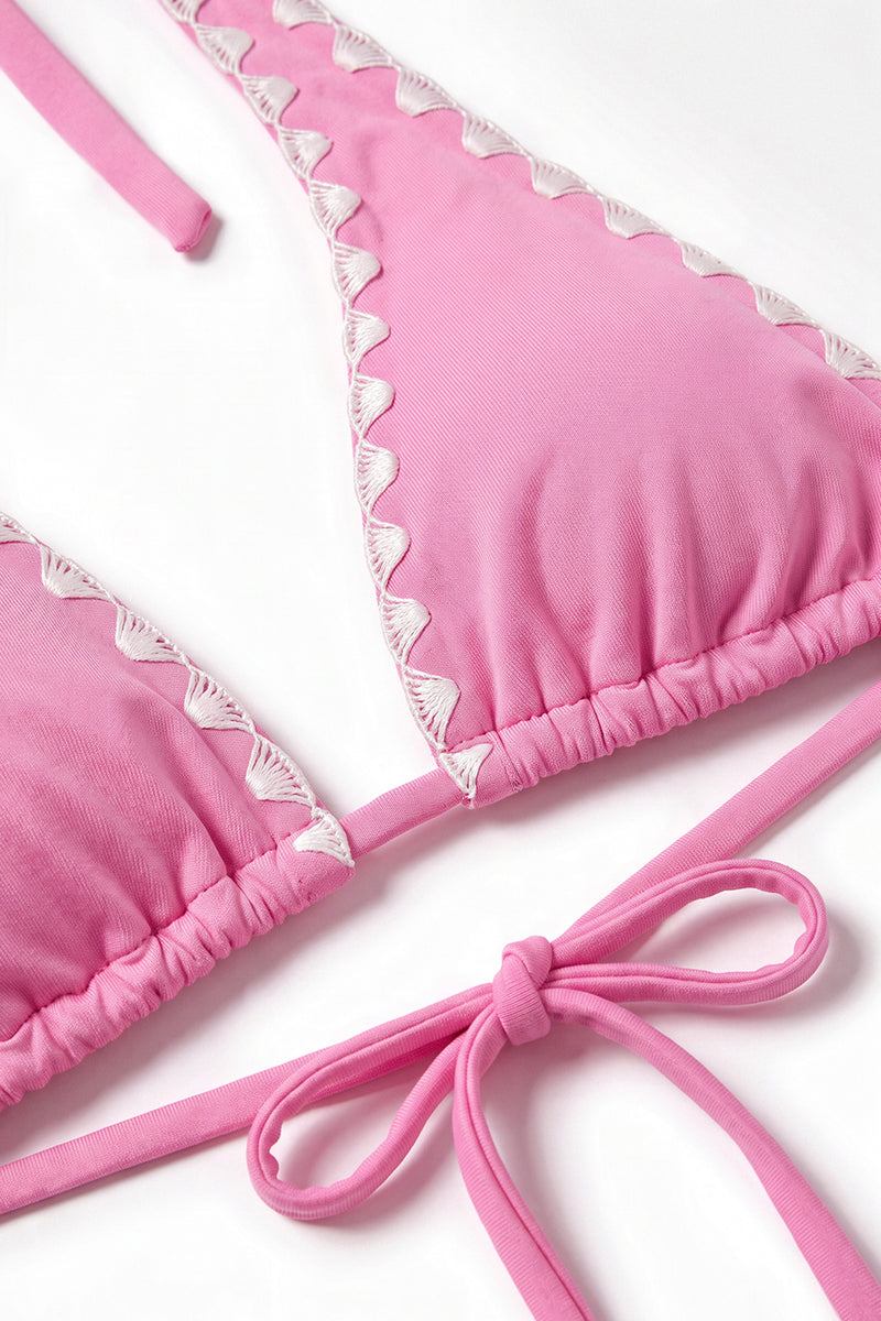 Flamingo Pink Halter Bikini Top