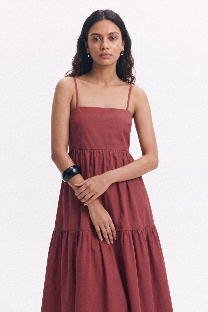 Rosewood Tiered Midi Dress
