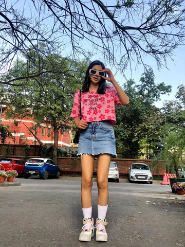 Blossom Oversized Crop T-shirt
