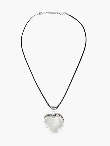 White Selenite Heart Necklace